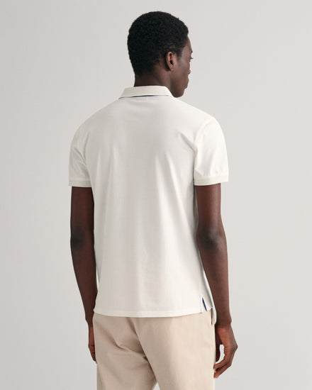 Koszulka polo męska z nadrukiem z krótkim rękawem slim fit