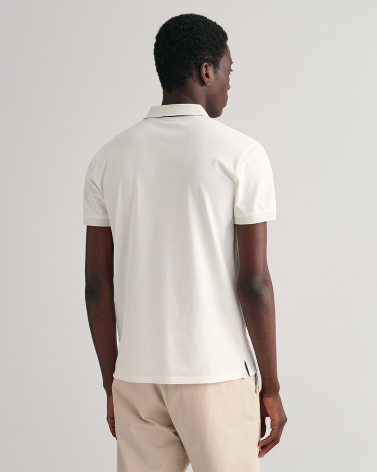 Koszulka polo męska z nadrukiem z krótkim rękawem slim fit
