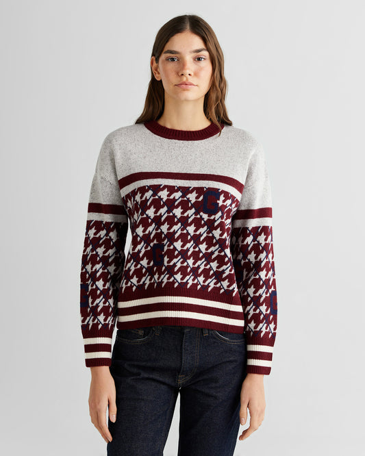 Sweter damski z nadrukiem okrągły kołnierzyk z długim rękawem relaxed fit