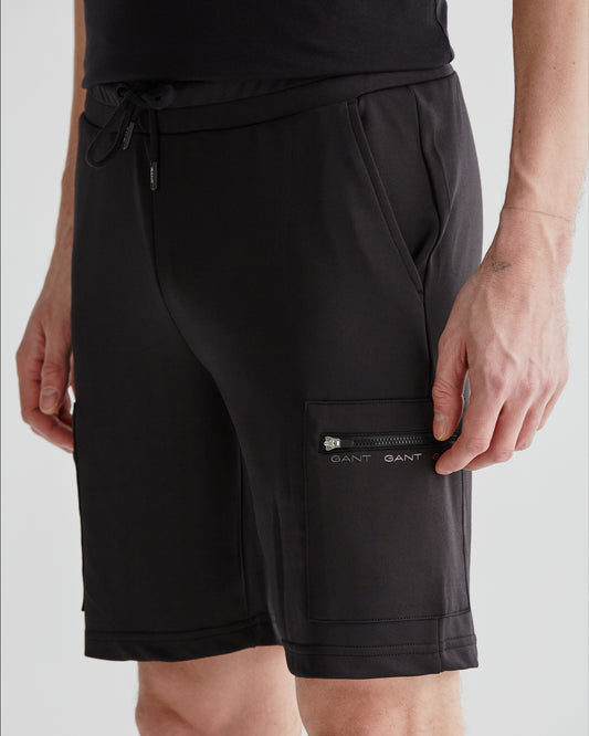 Szorty męskie z nadrukiem regular fit czarne