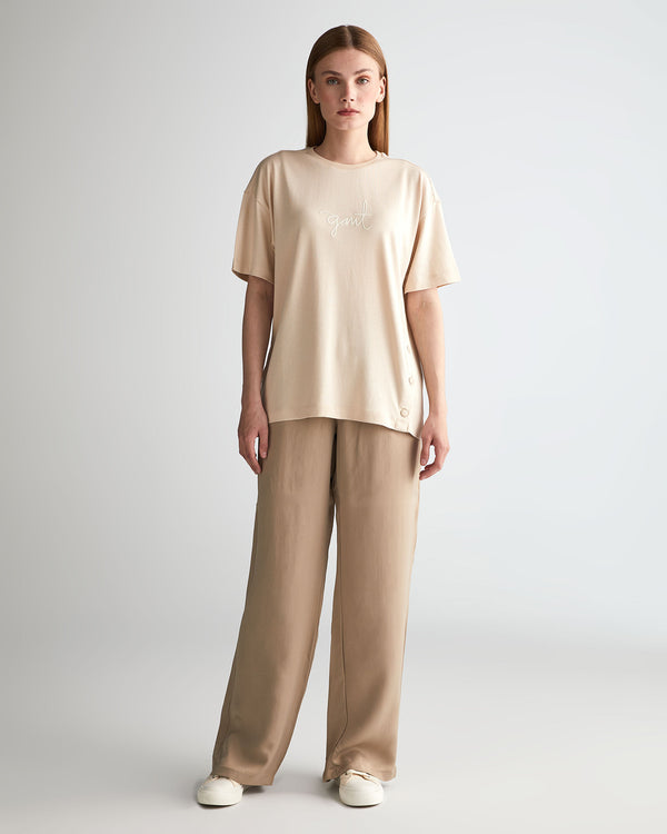 Damskie beżowe regular fit spodnie