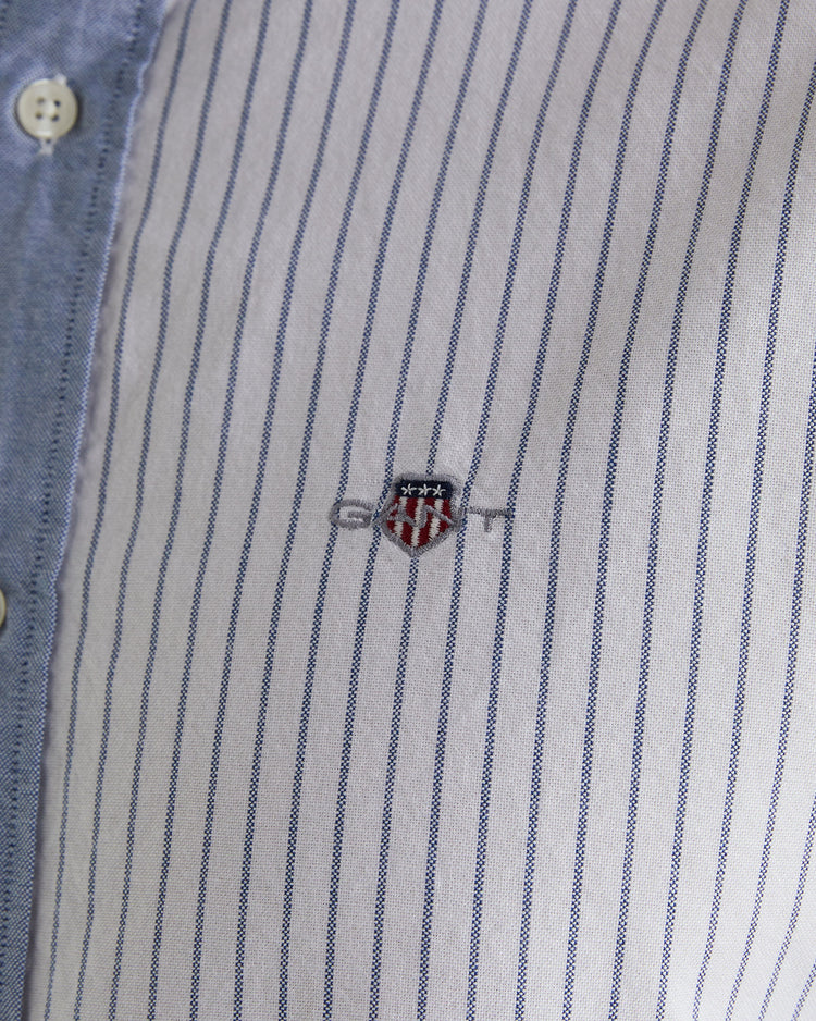 Bawełniana koszula męska w paski z długim rękawem regular fit