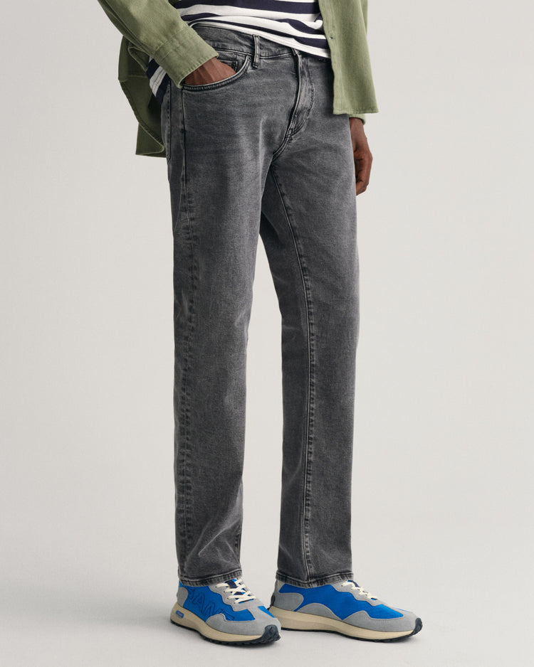 Spodnie jeansowe męskie regular fit szare