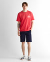 T-shirt męski z nadrukiem okrągły kołnierzyk relaxed fit czerwony