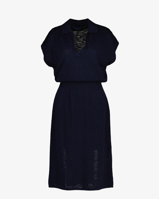 Sukienka z mieszanki lnianej z kołnierzykiem