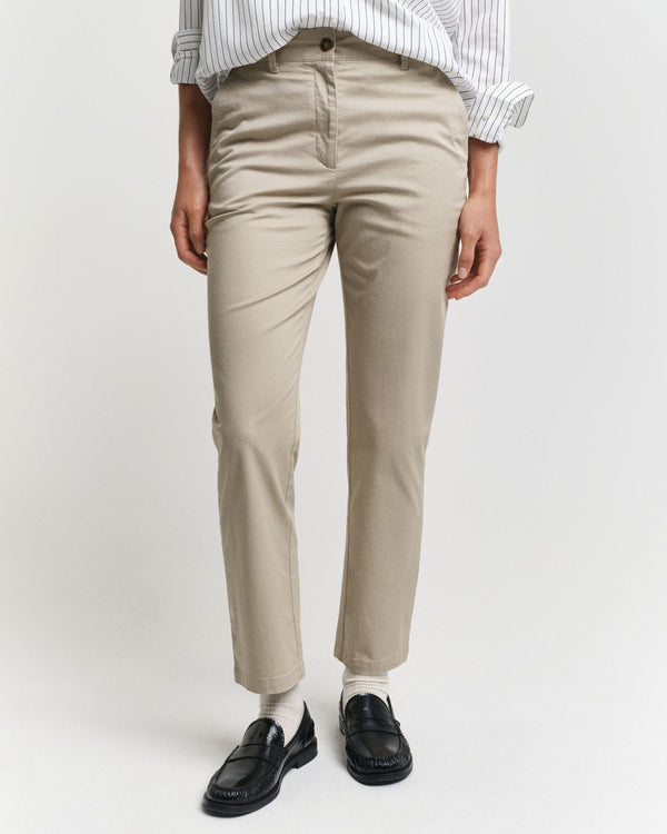 Spodnie damskie slim fit beżowe