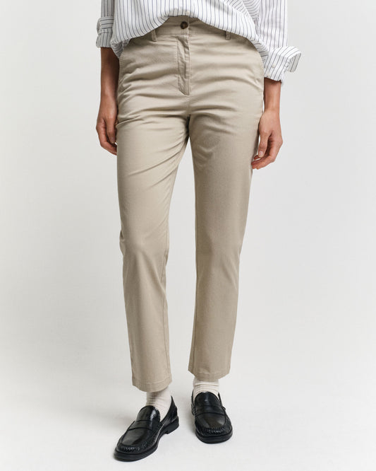 Spodnie damskie slim fit beżowe