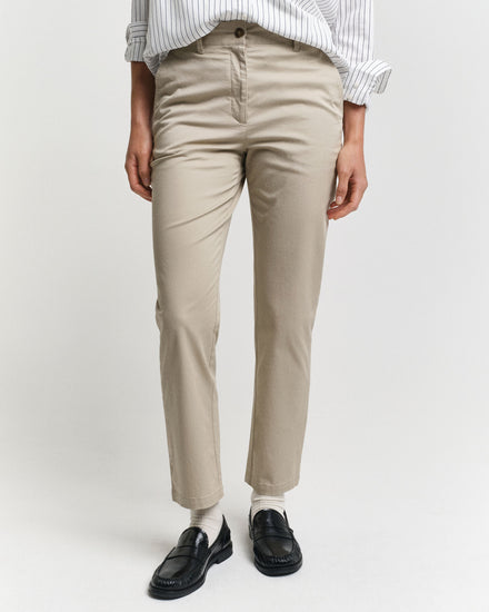 Spodnie damskie slim fit beżowe