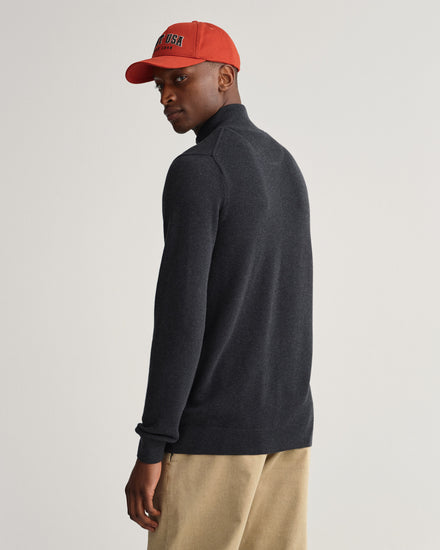 Męski cardigan z piki bawełnianej z zamkiem błyskawicznym