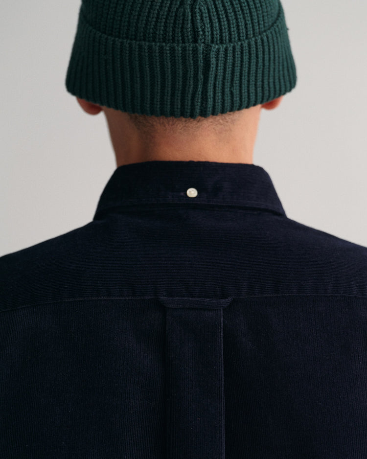 Bawełniana koszula męska z długim rękawem regular fit granatowa