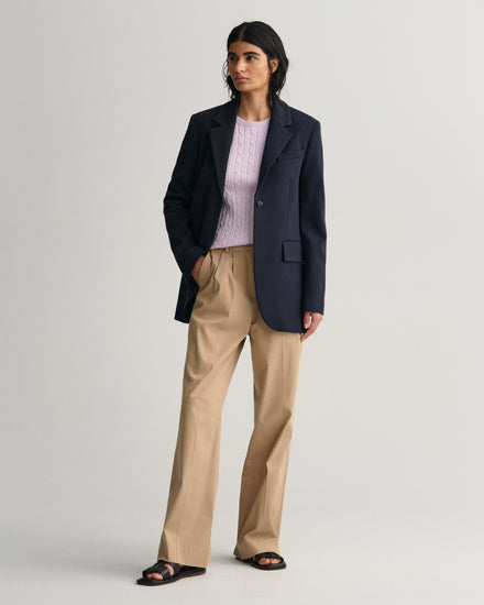 Sweter z elastycznej bawełny o splocie warkoczowym z okrągłym dekoltem