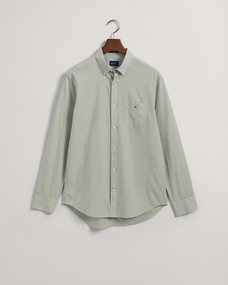 Bawełniana koszula męska w paski z długim rękawem regular fit