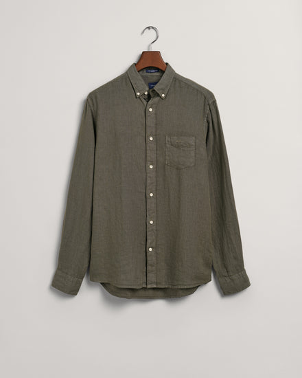 Lniana koszula regular fit khaki