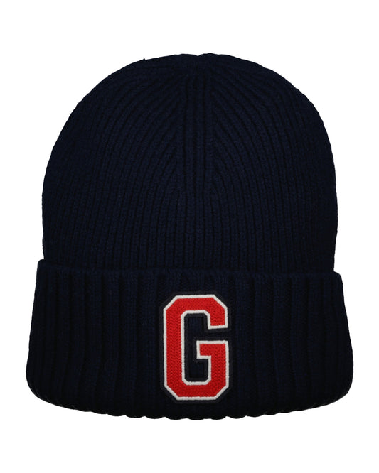 Granatowy beret z logo unisex