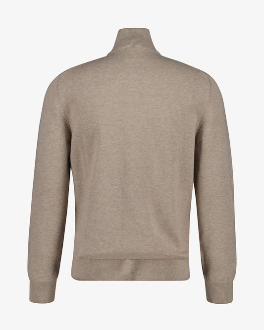 Sweter męski z zamkiem regular fit beżowy