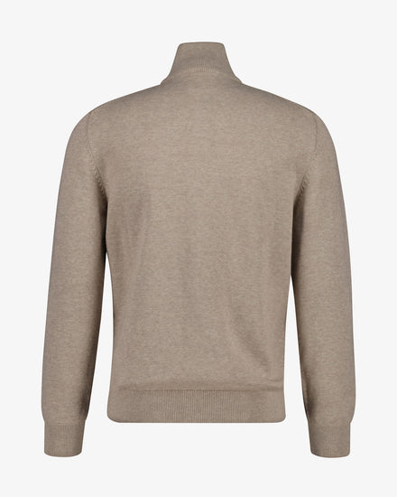 Sweter męski z zamkiem regular fit beżowy