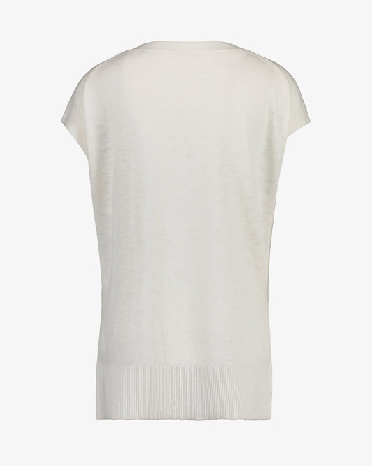 Sweter damski z długim rękawem z dekoltem V biały