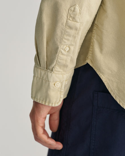 Bawełniana koszula męska z długim rękawem regular fit beżowa