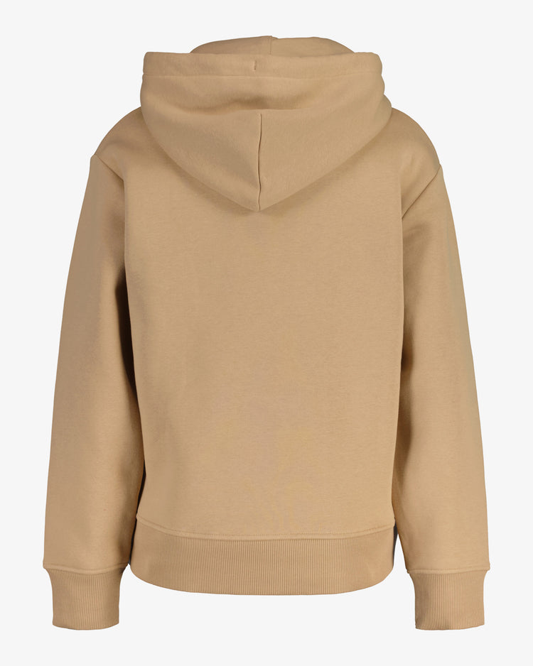 Bluza damska z kapturem relaxed fit beżowa