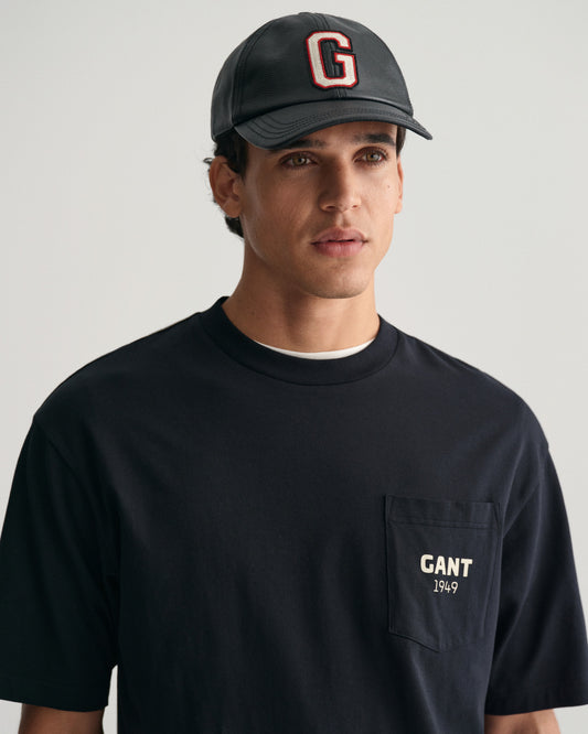 T-shirt męski z nadrukiem okrągły kołnierzyk relaxed fit czarny