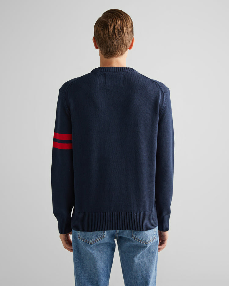 Sweter męski z nadrukiem z okrągłym kołnierzykiem relaxed fit