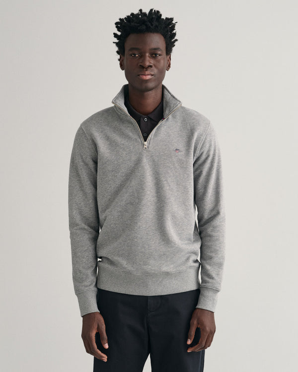 Bluza męska z zamkiem do połowy regular fit szara