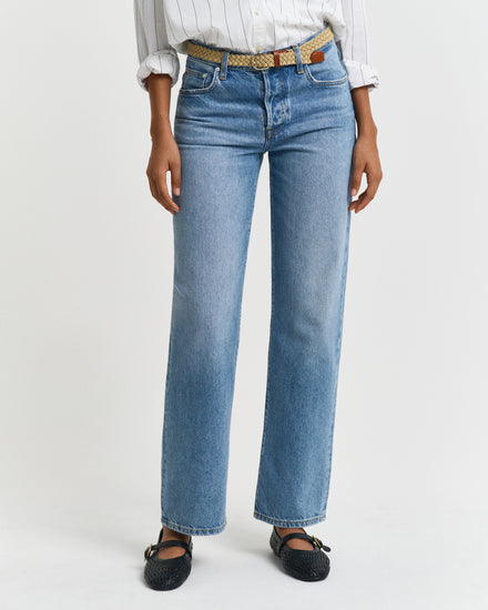 Spodnie damskie straight fit niebieskie