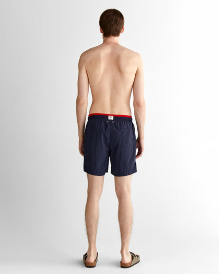 Szorty kąpielowe męskie z nadrukiem regular fit granatowe