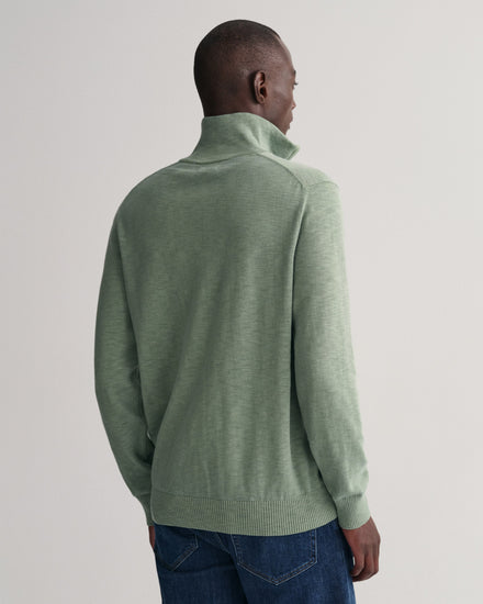 Męski zielony regular fit sweter half-zip