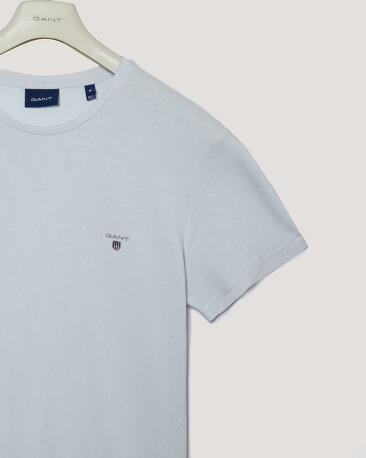 Bawełniana koszulka męska z nadrukiem regular fit niebieska