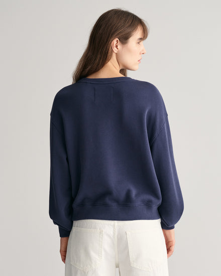 Bawełniana bluza damska z nadrukiem oversize fit granatowa