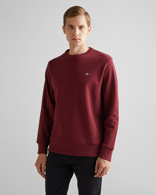 Bluza męska z okrągłym kołnierzykiem regular fit bordowa