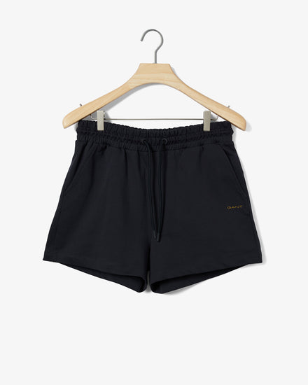 Bawełniane szorty damskie z nadrukiem regular fit granatowe