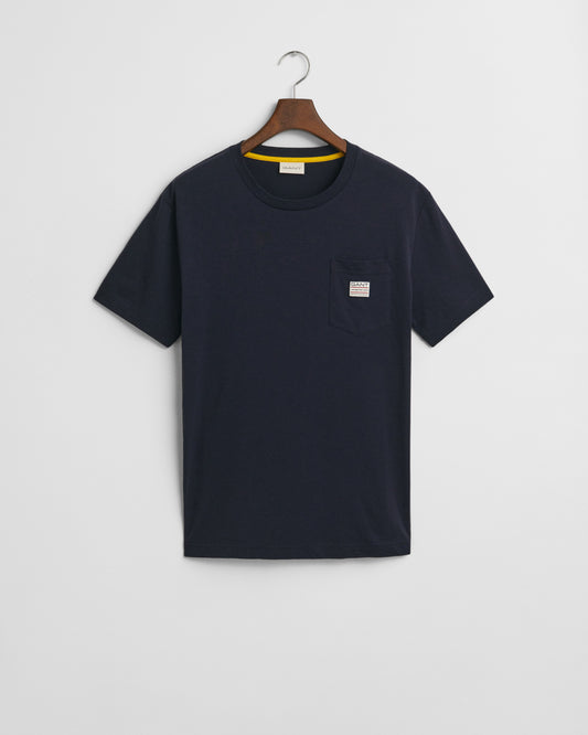 T-shirt męski z okrągłym kołnierzykiem regular fit granatowy