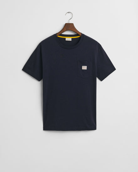 T-shirt męski z okrągłym kołnierzykiem regular fit granatowy