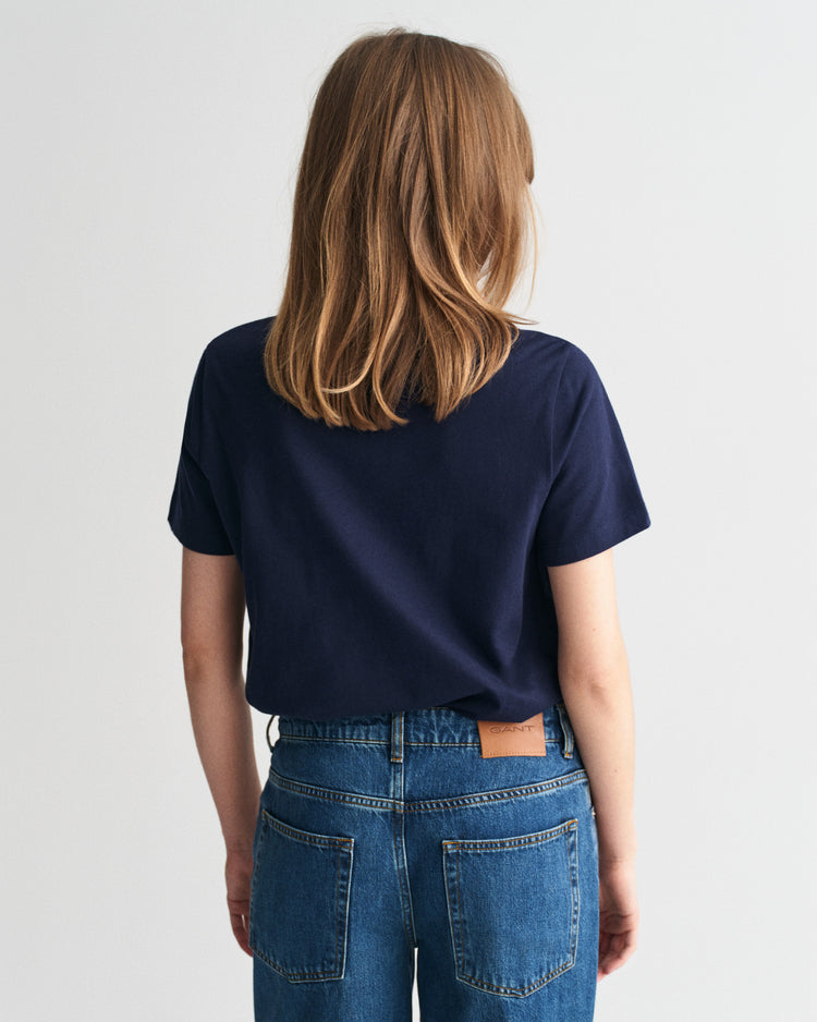 Bawełniana koszulka damska z nadrukiem okrągły kołnierzyk regular fit