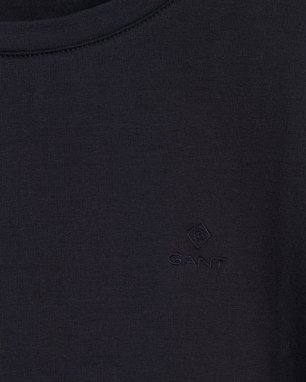 Koszulka damska z okrągłym kołnierzykiem slim fit granatowa