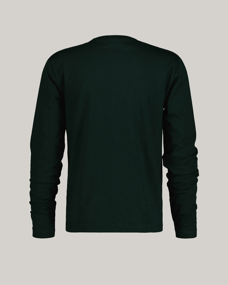 Bawełniana koszulka męska z długim rękawem slim fit zielona