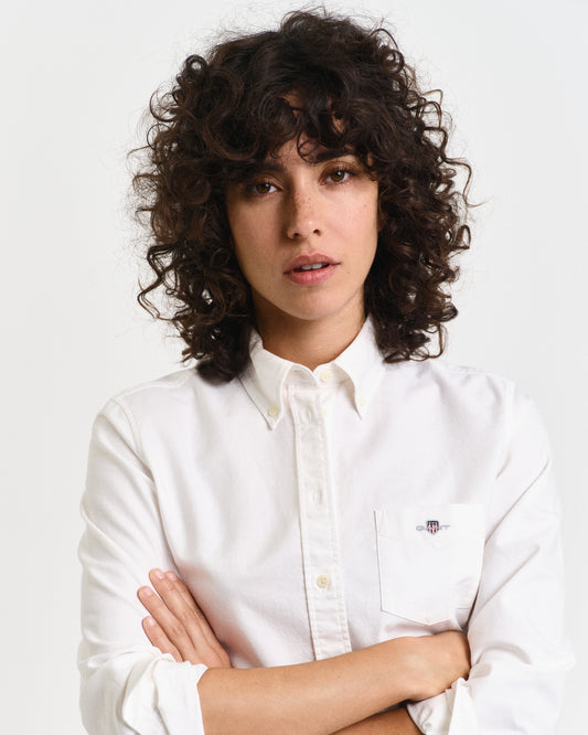 Koszula damska z długim rękawem regular fit biała