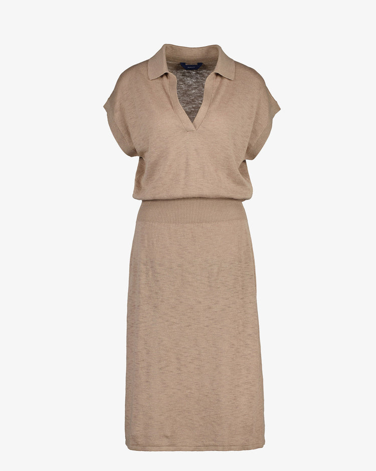 Sukienka z mieszanki lnianej z kołnierzykiem