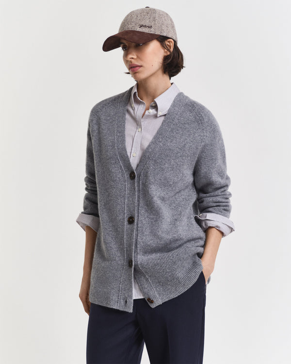 Sweter damski z dekoltem V relaxed fit czarny