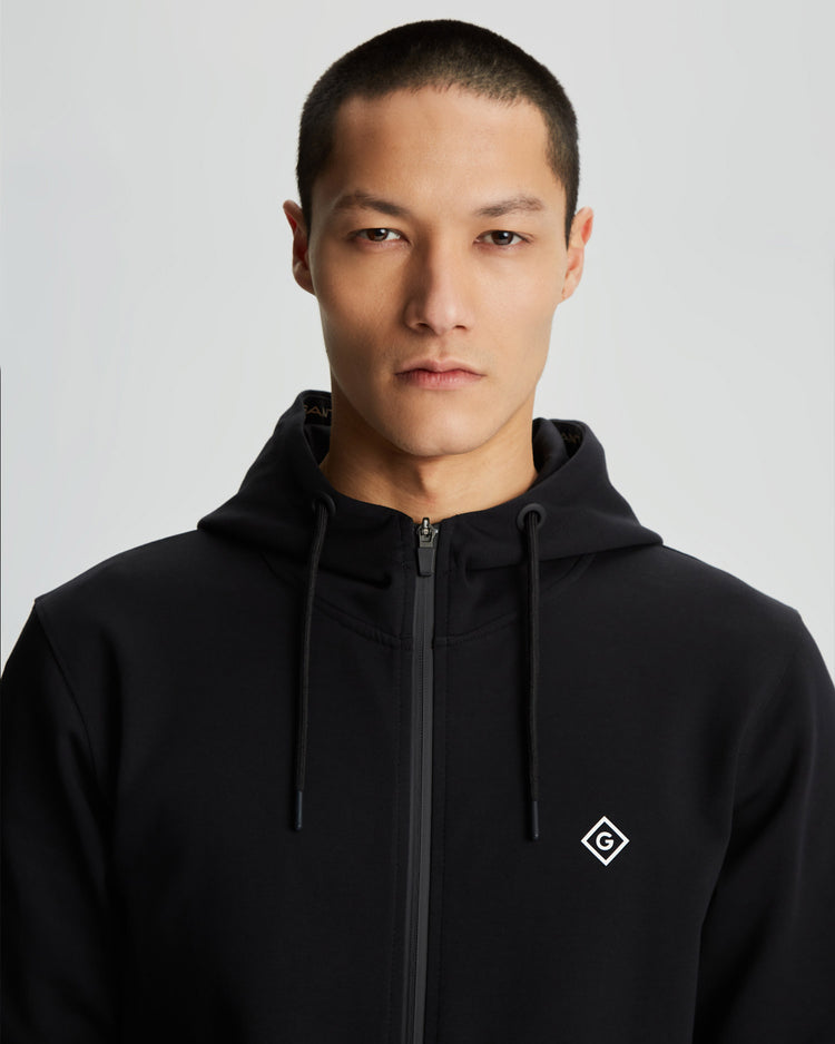 Bluza męska z nadrukiem z kapturem regular fit czarna