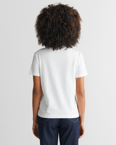 Bawełniany t-shirt damski z nadrukiem okrągły dekolt regular fit