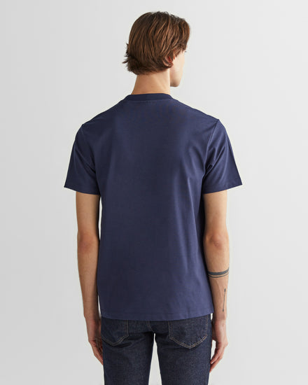 T-shirt męski z nadrukiem okrągły kołnierzyk regular fit granatowy