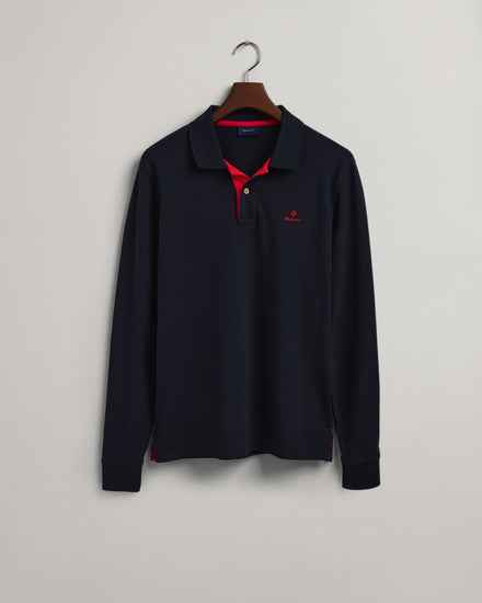 Polo męskie z długim rękawem z kołnierzykiem polo regular fit