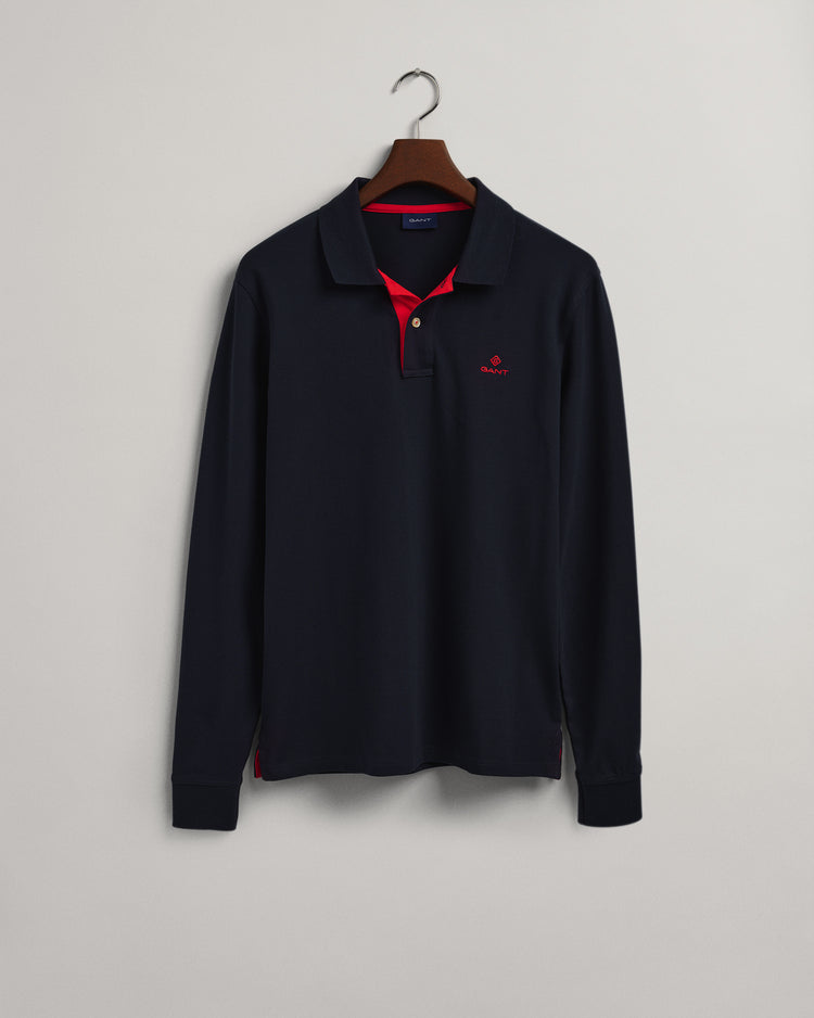 Polo męskie z długim rękawem z kołnierzykiem polo regular fit