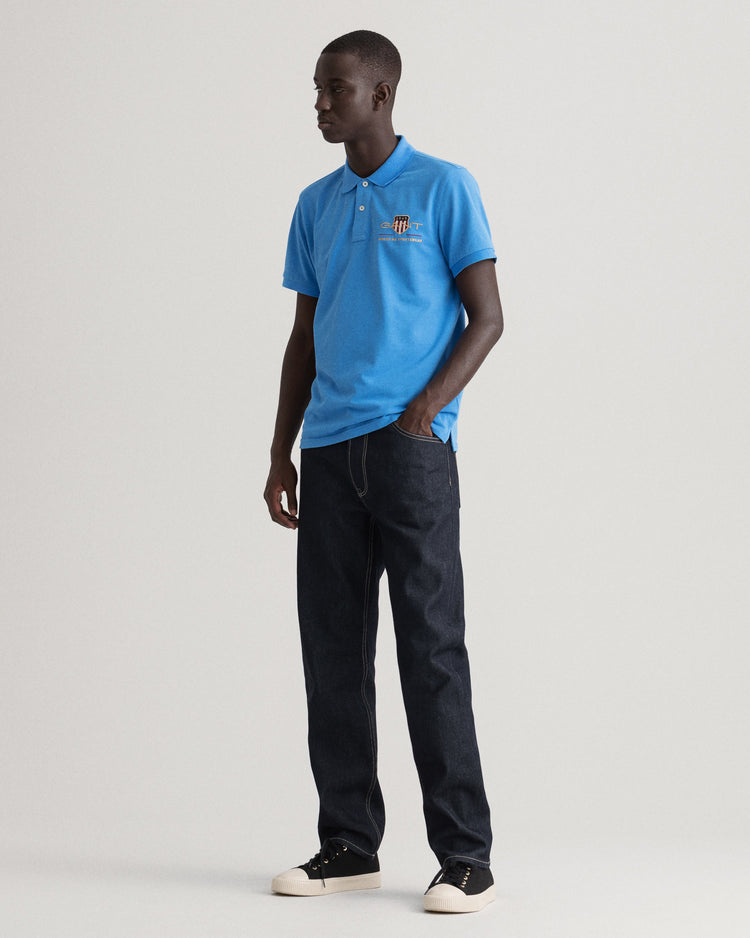 Bawełniana polo męska z krótkim rękawem z nadrukiem regular fit