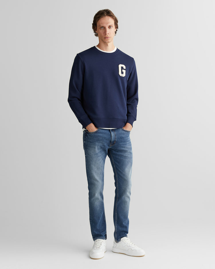 Bluza męska z okrągłym kołnierzykiem regular fit granatowa
