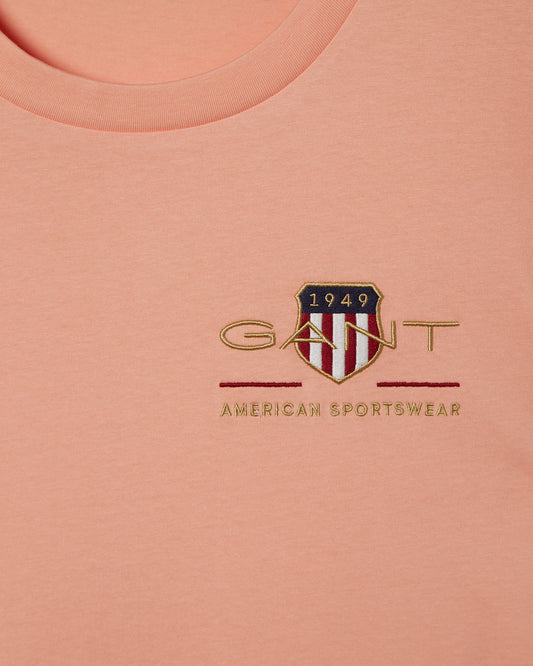 Bawełniana koszulka damska z nadrukiem regular fit pomarańczowa