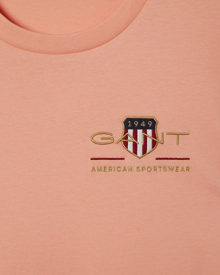 Bawełniana koszulka damska z nadrukiem regular fit pomarańczowa